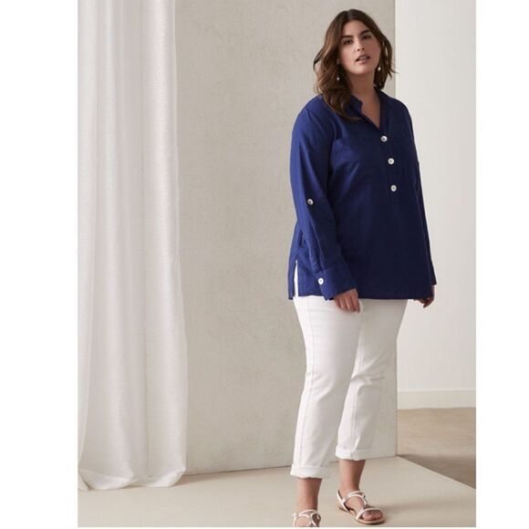 Penningtons Tops - Pennington’s Blue Linen Shirt Size 1x